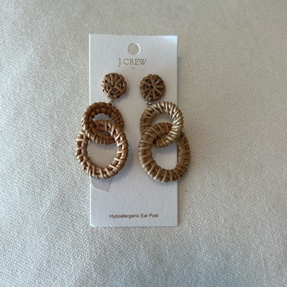 NWT J.Crew Interlocking Rattan Hoop Earrings - Picture 5 of 9